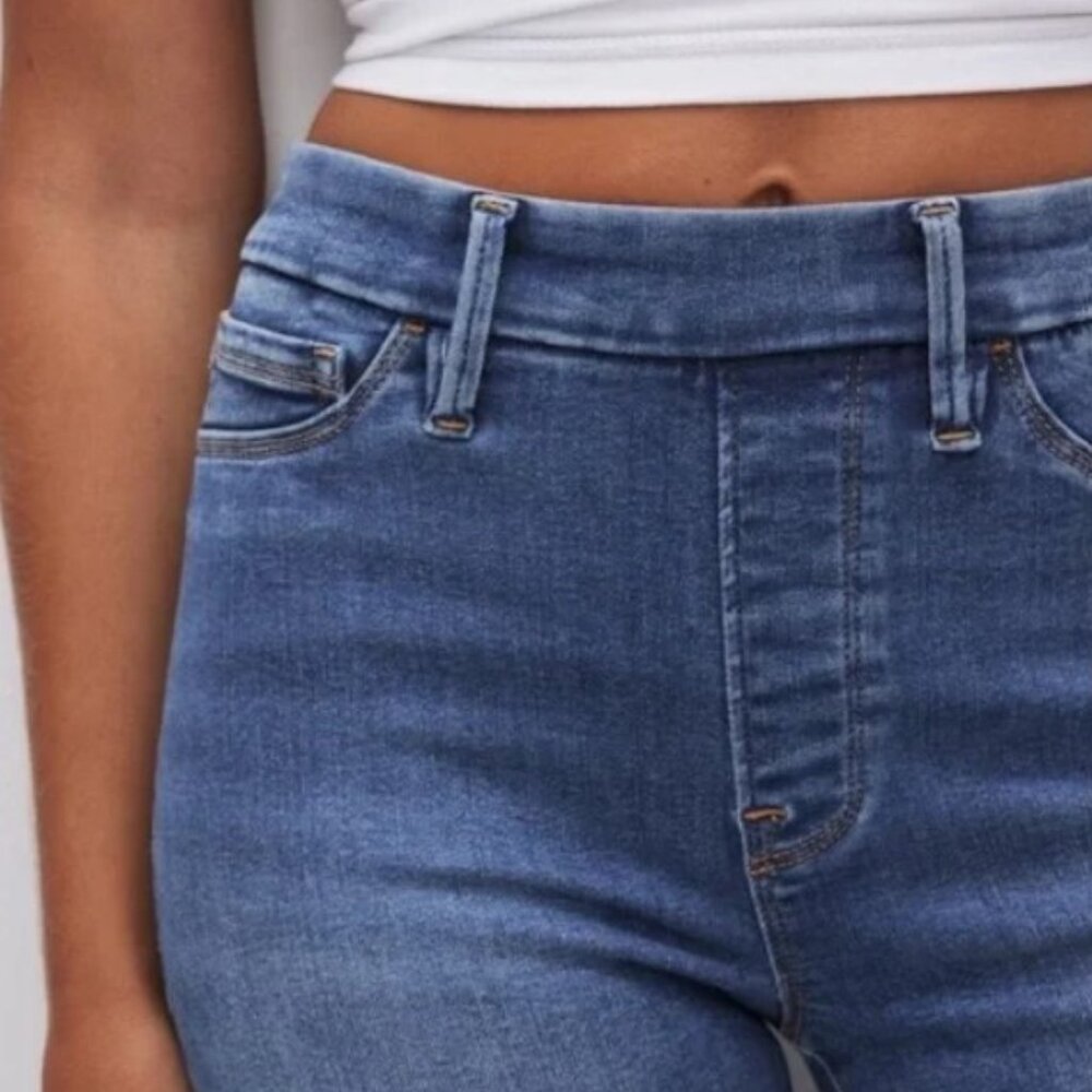 NWT Good American Power Stretch Pull-on Straight Jeans - Picture 5 of 9